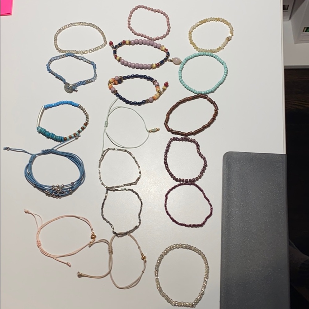 Beaded bracelets.